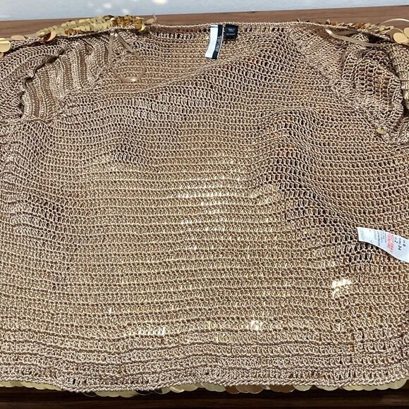 Topshop NWOT Open Jacket Made of Gold Sequin Disks. Size 2. - Picture 6 of 6